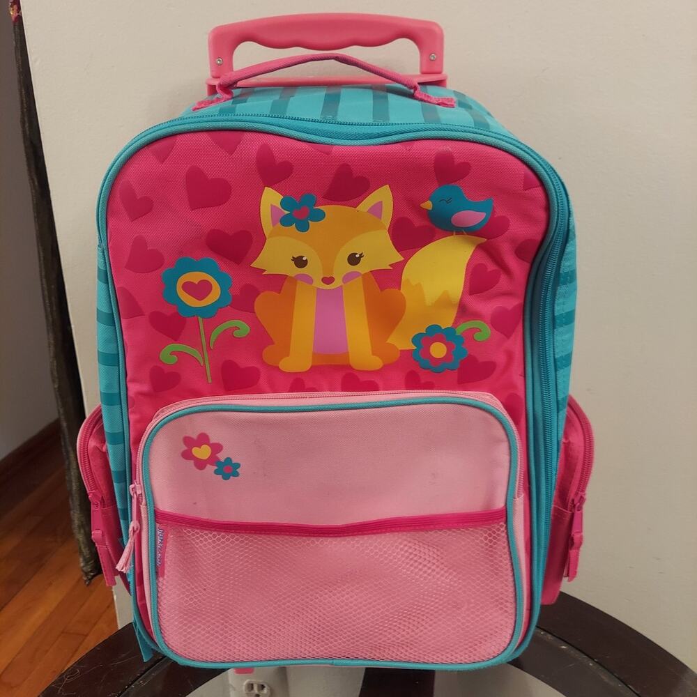 Stephen Joseph Girls' Classic Rolling Luggage in Floral Fox with Bird Design